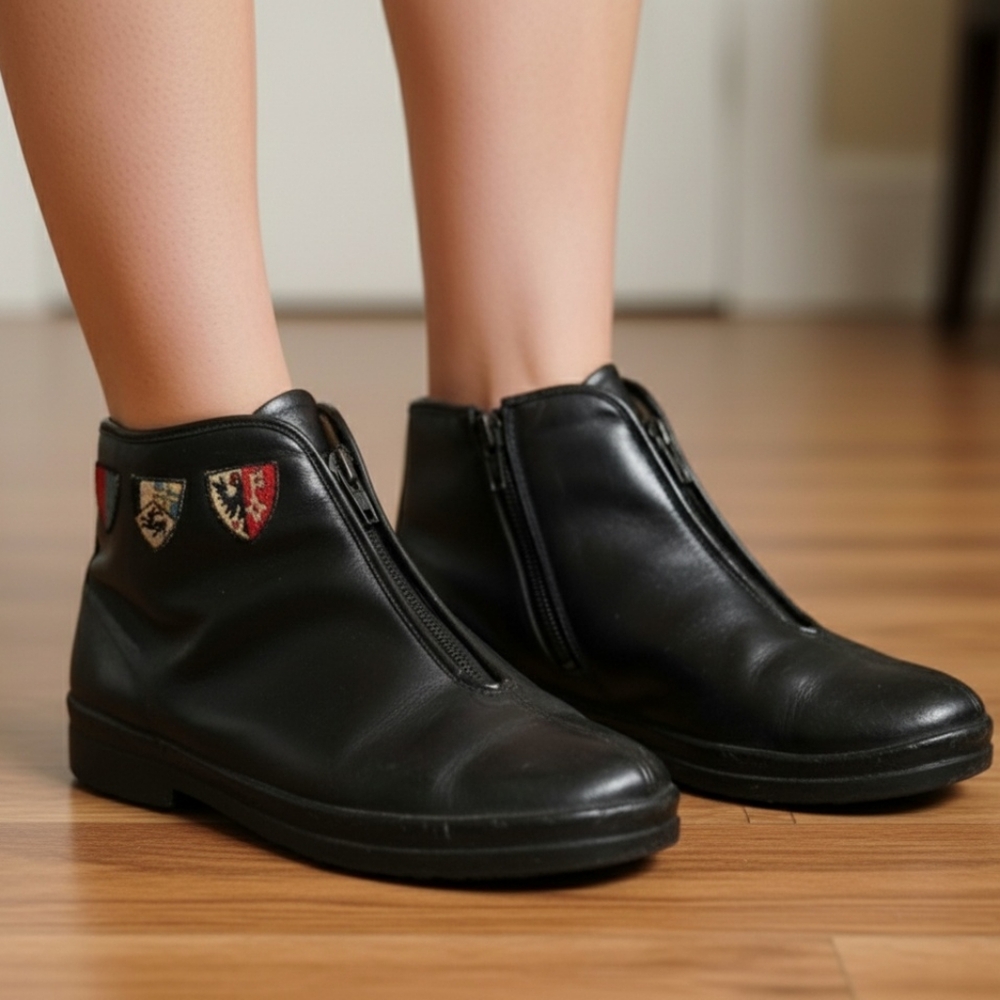 Vintage Tyrol Canada Leather Ankle Boots Sherpa Lined Women Embroidered …